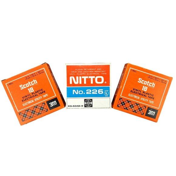 Vintage Scotch 3M Nitto 226 Vinyl Electrical Tape Bundle Lot 3 Rolls Gray Black - Picture 1 of 6